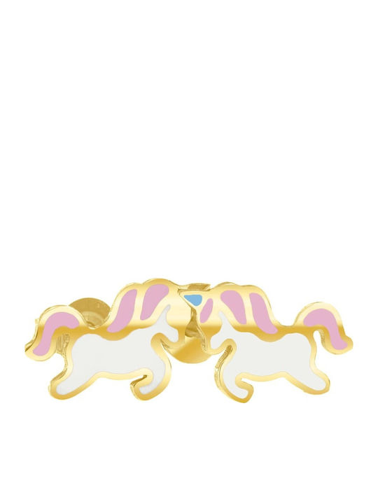 Eforo Kids Earrings Studs Unicorns from Gold 14K