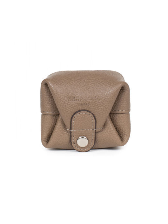 Hexagona Small Leather Women's Wallet Coins Brown