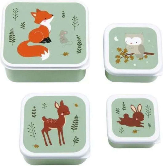 A Little Lovely Company Forest Friends Plastic Kids' Lunch Set 0.85lt Green x x 6cm