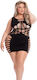 Pink Lipstick Lingerie Sexy Φόρεμα Μαύρο