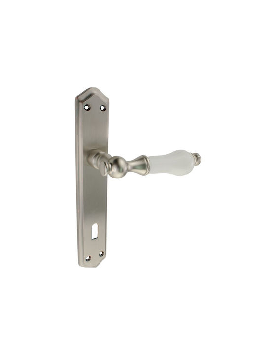 Viobrass Lever Middle Door with Plate 218 Pair Silver