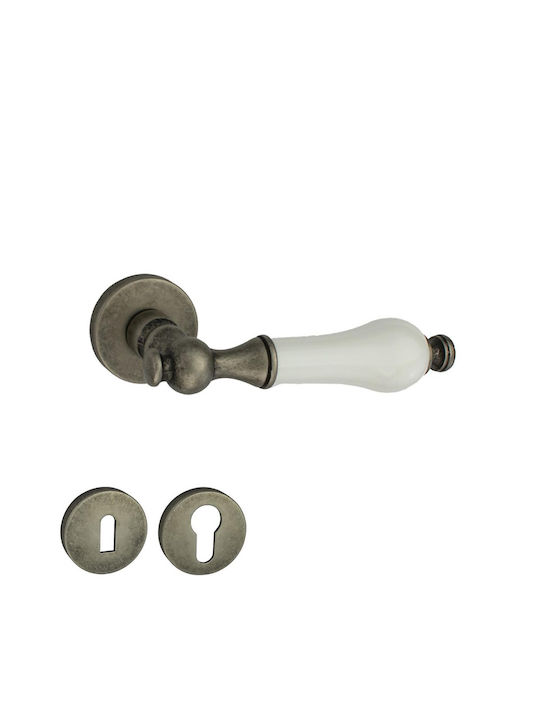 Viobrass Lever Middle Door with Rosette 218 Pair Silver