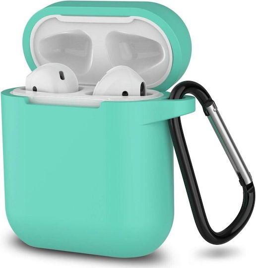 Airpods Case Silicone with Hook in Turquoise color for Apple AirPods 1 / AirPods 2