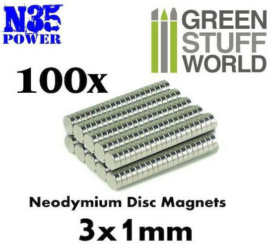 Green Stuff World Set Magneti Neodimiu clasic cu Forță de Atracție 0.09kg N35 3x3mm 100buc