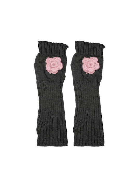 Knitted Kids Fingerless Gloves Black