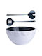 Marine Business Melamine Salad Bowl with Salad Spoons White 25x25cm