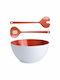 Marine Business Melamine Salad Bowl with Salad Spoons White 25x25cm 3pcs