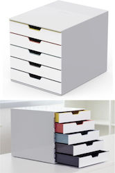 Durable Πλαστικό Συρταράκι Γραφείου 5 Θέσεων 28x35.6x28cm Λευκό Varicolor