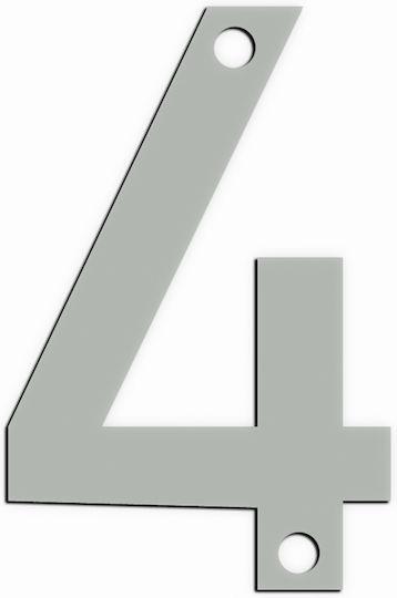 Metalor Hausnummer 4 in Silber Farbe 9cm 123-A004