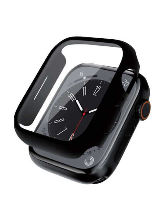 Crong Carcasă de Plastic cu Sticlă în culoarea Negru pentru Apple Watch 45mm