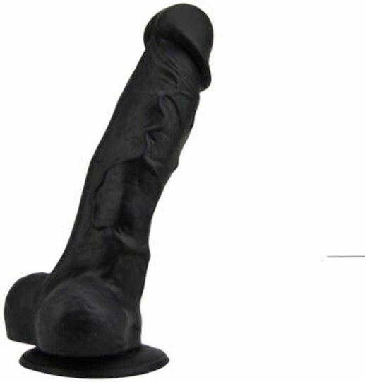 Loving Joy Ρεαλιστικό Dildo με Όρχεις και Βεντούζα Μαύρο 18cm