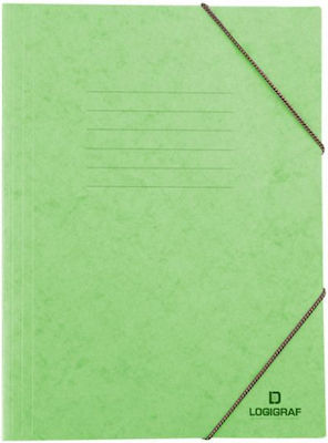 Logigraf Folder Prespan with Rubber Band and Ears for Paper A4 Green 10pcs