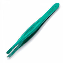 Eyebrow Tweezer with Curved Tip Green 1pcs