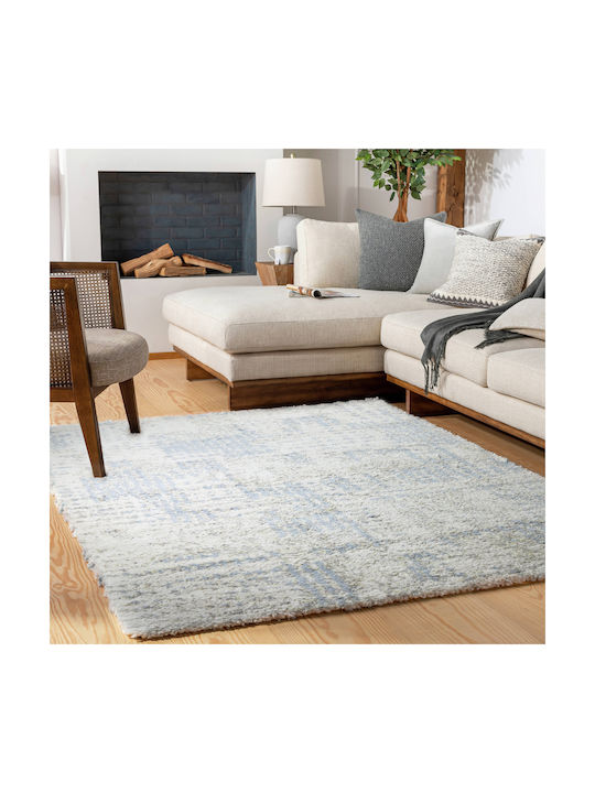 Saray Home Moroccan Thom Abstract Rug Rectangular Shaggy Ivory / Blue