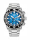 Edox Ανδρικό Ρολόι 45mm Χρονογράφος Μπαταρίας με Ασημί Μεταλλικό Μπρασελέ