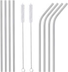 Metallic Drinking Straws Silver with Cleaning Brush 8pcs