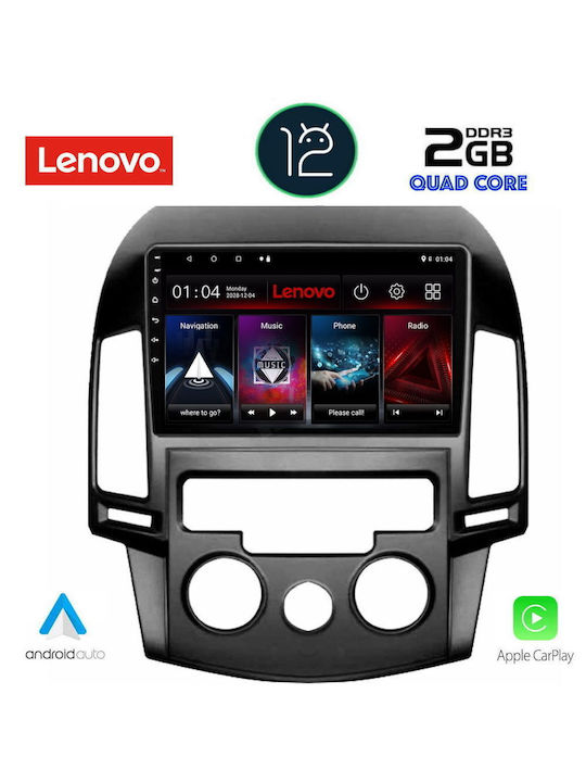 Lenovo Sistem Audio Auto pentru Hyundai i30 2007-2012 cu A/C (WiFi/GPS/Apple-Carplay) cu Ecran Tactil 9"