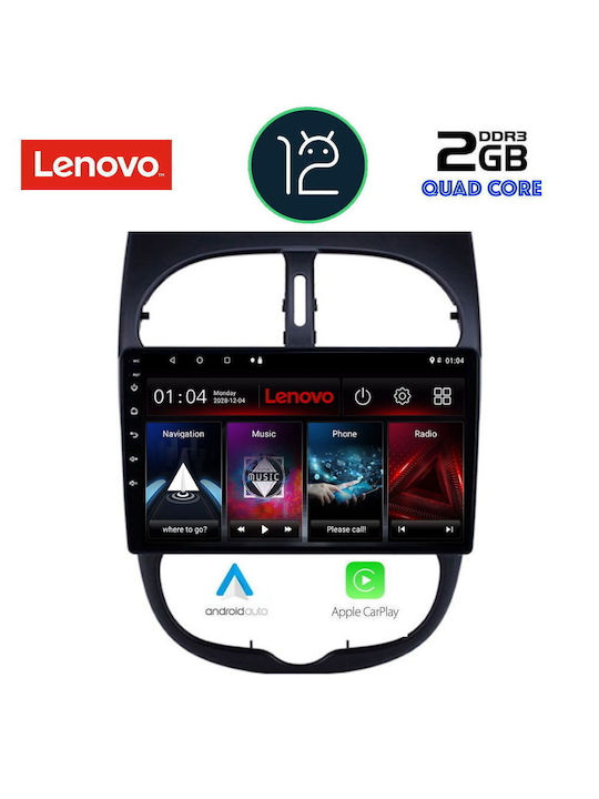 Lenovo Ηχοσύστημα Αυτοκινήτου για Peugeot 206 (Bluetooth/USB/AUX/GPS) με Οθόνη Αφής 9"