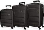 Roll Road Flex Travel Suitcases Hard Black Maximum Height 75cm with 4 Wheels