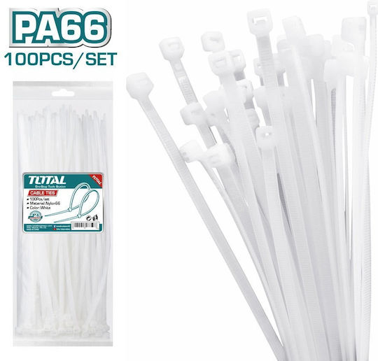 Total Cable Ties Plastic 150mmx2.5mm in White Colour (100 pcs)