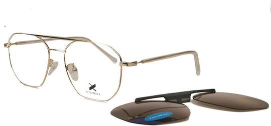 Eyecroxx Eyeglass Frame with Clip On Gold EC654MD C1