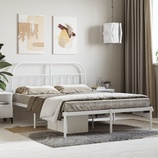 Doppelbett Aus Metall Weiß Mit Lattenrost Für Matratze 140x200cm