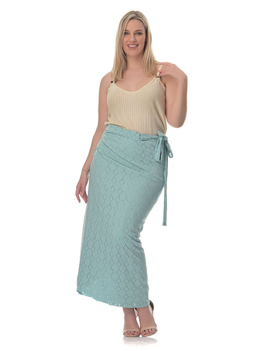 Sushi's Closet High Waist Midi Envelope Skirt in Green color