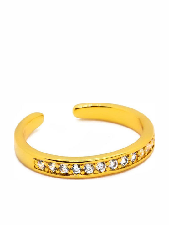 Piercing.gr Дамски Пръстен с Циркони Позлатен