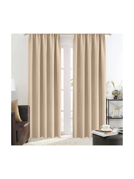 Lino Home Pencil Pleat Curtain Taupe 150x240cm