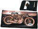 Monte Born To Run Pungă Pentru Tutun Din Piele Ecologică Neagră Cu Buton 16x8.5cm