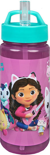 Scooli Sticlă Pentru Copii Din Plastic Cu Pai Violet 500ml
