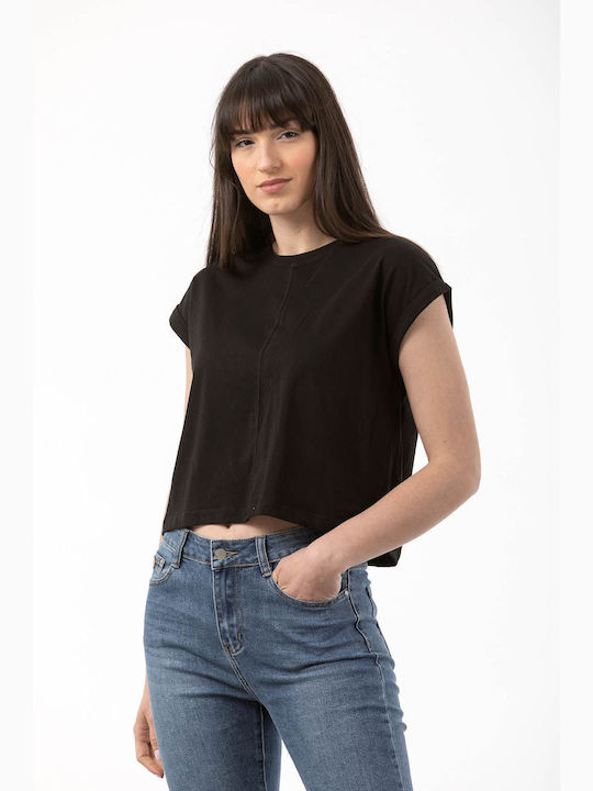 Simple Fashion Women's Summer Blouse Cotton Short Sleeve Black