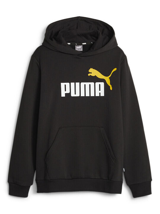 Puma Kinder Sweatshirt mit Kapuze und Taschen Schwarz