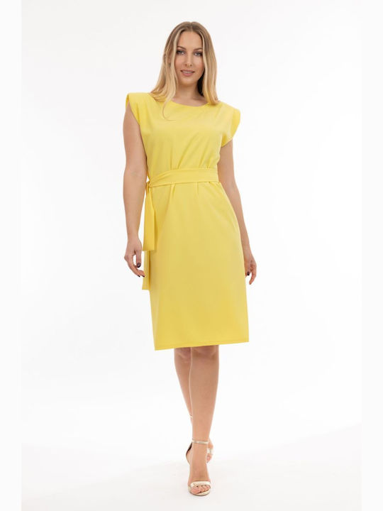 BelleFille Midi Βραδινό Φόρεμα Κίτρινο