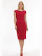 BelleFille Midi Φόρεμα Κοντομάνικο Κόκκινο
