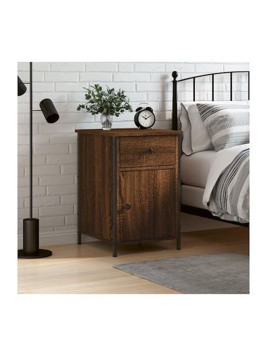 Wooden Bedside Table with Metallic Legs 40x42x60cm