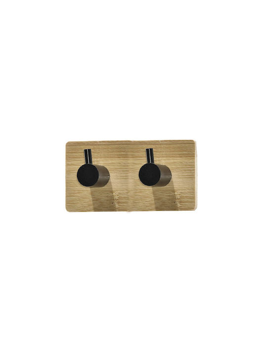 General Trade Κρεμάστρα Τοίχου Ξύλινη 2 Θέσεων Καφέ 9x3.2x4.5cm