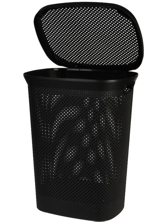 ArteLibre Plastic Laundry Basket with Lid 37x46x59.5cm Black