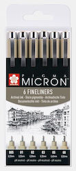 Sakura Pigma Micron Μαρκαδόροι Σχεδίου Μαύροι Σ...