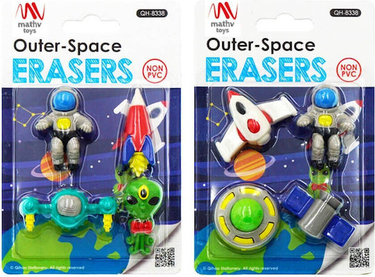 QiHao Σετ Γόμες για Μολύβι Outer Space (Διάφορα Σχέδια/Χρώματα) 4τμχ