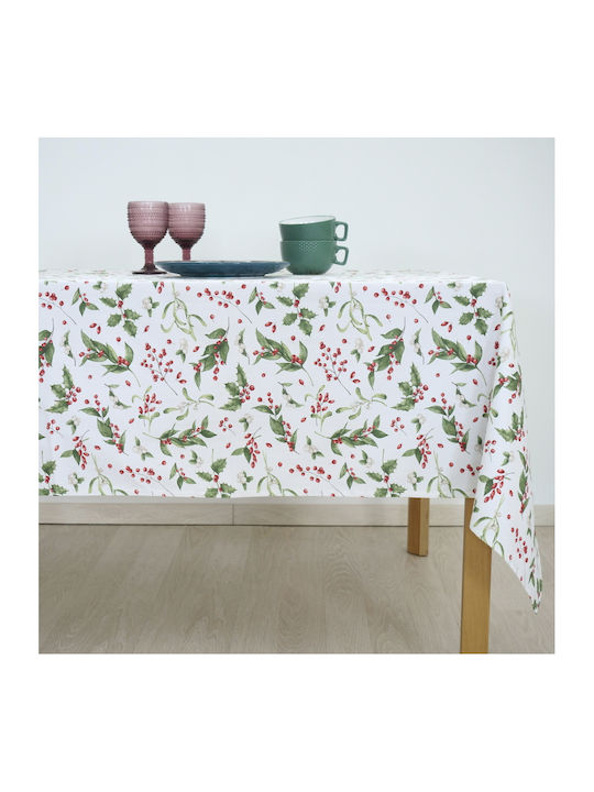 Dimeco Holly Christmas Fabric Tablecloth Ornament L135xW135cm