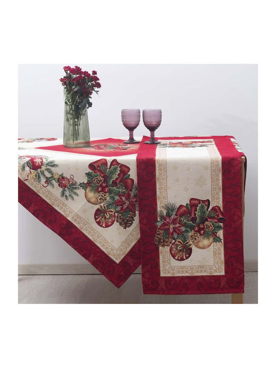 Christmas Tablecloth Fabric Red L140xW140cm 1pcs