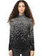 Damen Bluse Langärmelig Rollkragenpullover Gray