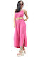 Summer Maxi Dress with Slit Pink