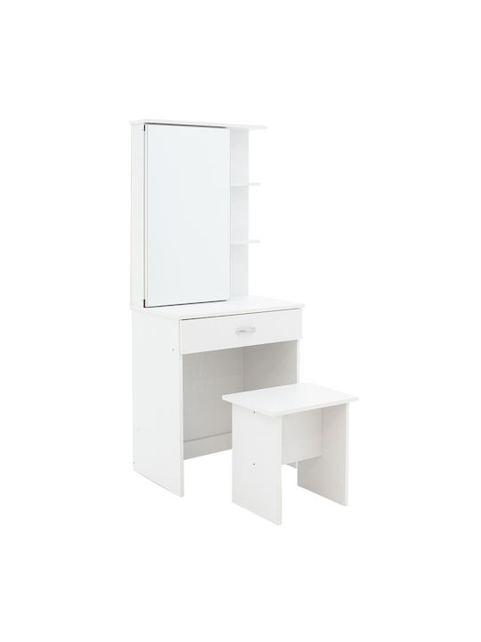 Wooden Makeup Dressing Table White with Mirror 60x40x151cm