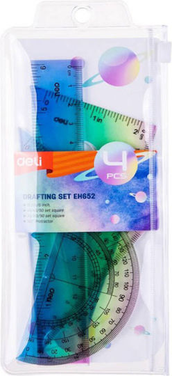 Deli Set von 4 geometrischen Instrumenten Kunststoff Transparente blister