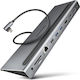 Axagon USB-C Docking Station mit HDMI/DisplayPort 4K PD Ethernet und Verbindung 3 Monitore Gray (HMC-4KX3)