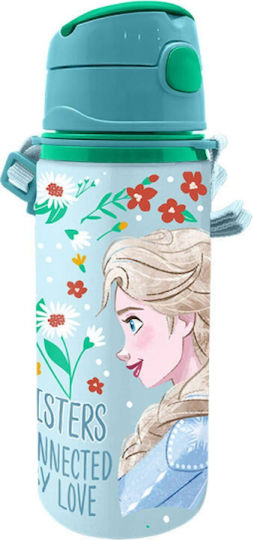 Kids Licensing Frozen Παιδικό Παγούρι Frozen Αλουμινίου με Καλαμάκι Γαλάζιο 600ml