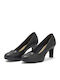Leather Navy Blue Medium Heels