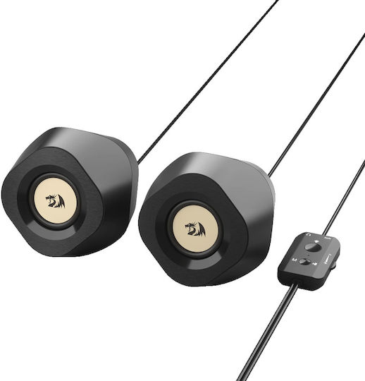 Redragon Kaidas GS590 Ασύρματα Ηχεία Υπολογιστή 2.0 με RGB Φωτισμό και Ισχύ 3W Μαύρα